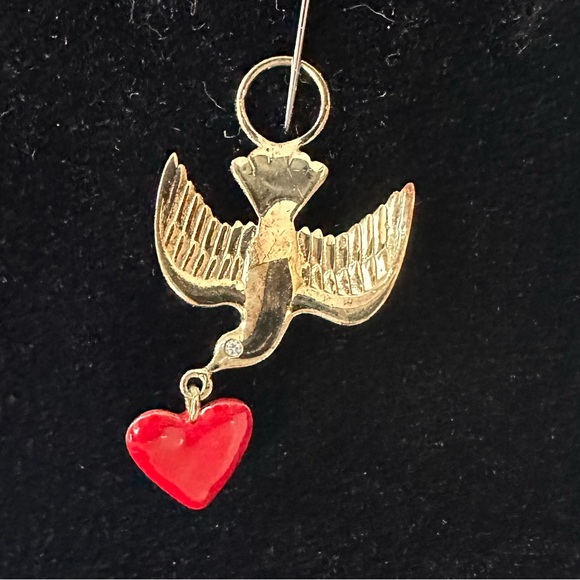 anna + nina Gold and red enameled Love Bird Single Earring Charm - Picture 1 of 6